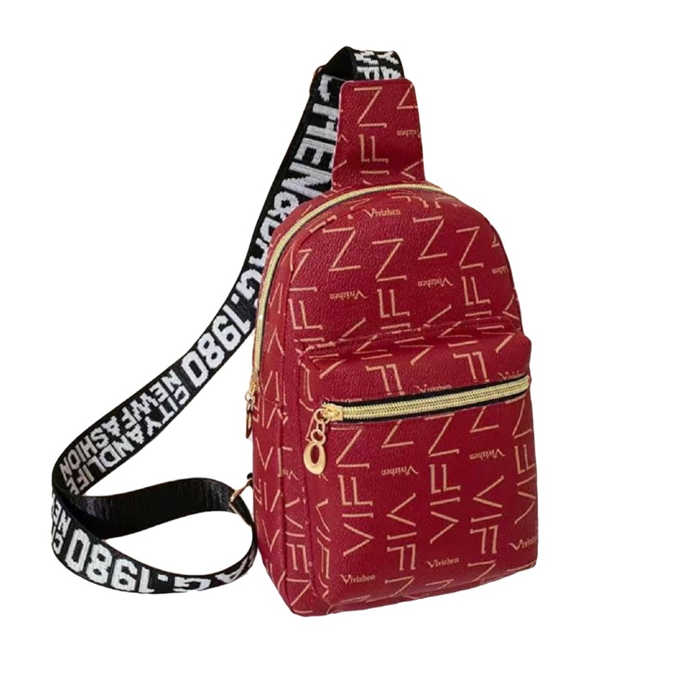 1037-Simple & Casual Crossbody Bag- Red